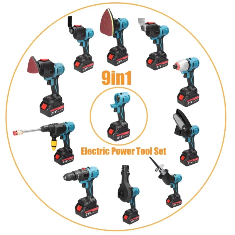 Multi-function 9 in 1 Electric Power Tool Set Electric Electric Pruning Wireless Scissors Machine with Brushless Motor