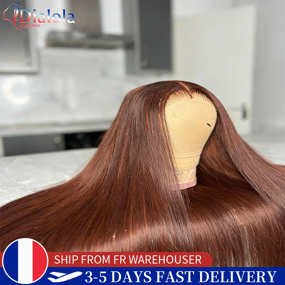 Dialola # Perruque Lace Frontale HD 13x4 13x6 en Cheveux Humains Brun Chocolat Pré-épilée Brun Foncé Lisse Baguette