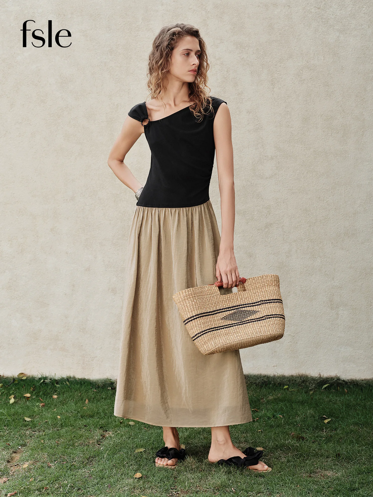 FSLE【Premium Series】2026 Summer Women's Asymmetric Sleeveless Panel Dress - Elegant Design for Daily Wear and Special Occasions
