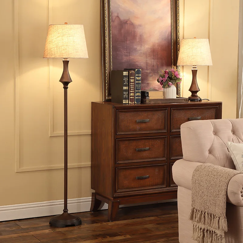 American country retro floor lamp, decorative lamp next to the sofa in the living room