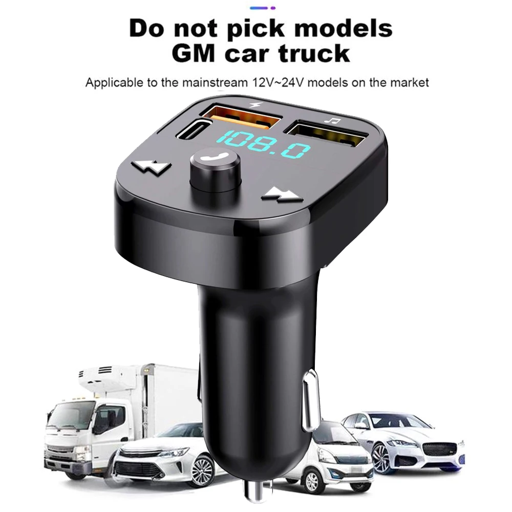 Dual USB Port Car Charger Multifunctional Wireless Bluetooth 5.0 FM Transmitter Music Adapter Hands-Free Calling Radio Receiver
