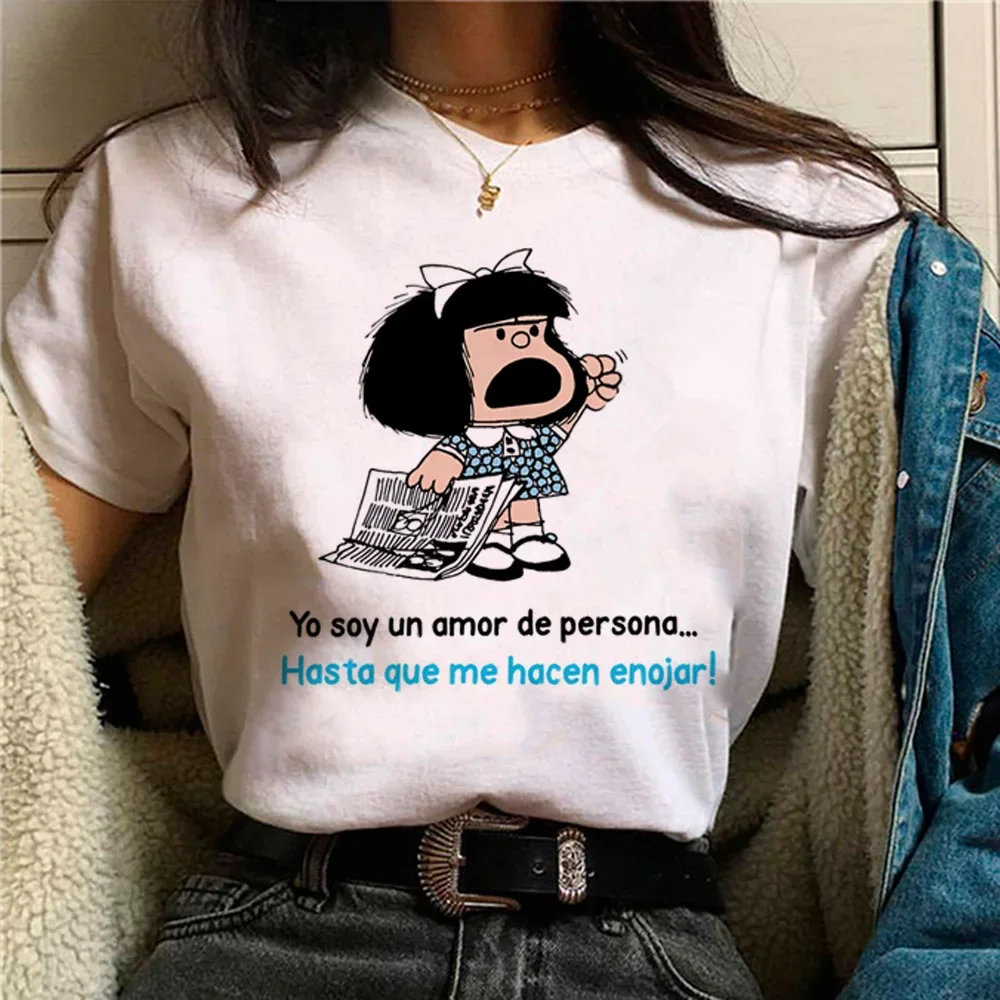 

Футболка Mafalda женская в стиле 1920-х годов, повседневная винтажная рубашка, Топ в стиле 90-х, Y2k, на лето