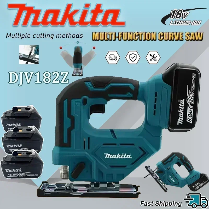 

Аккумуляторный лобзик Makita DJV182Z: 18В, 300Вт, 0-2700 об/мин, ход, ±45° ° Угловой резак для резки дерева, пластика и металла
