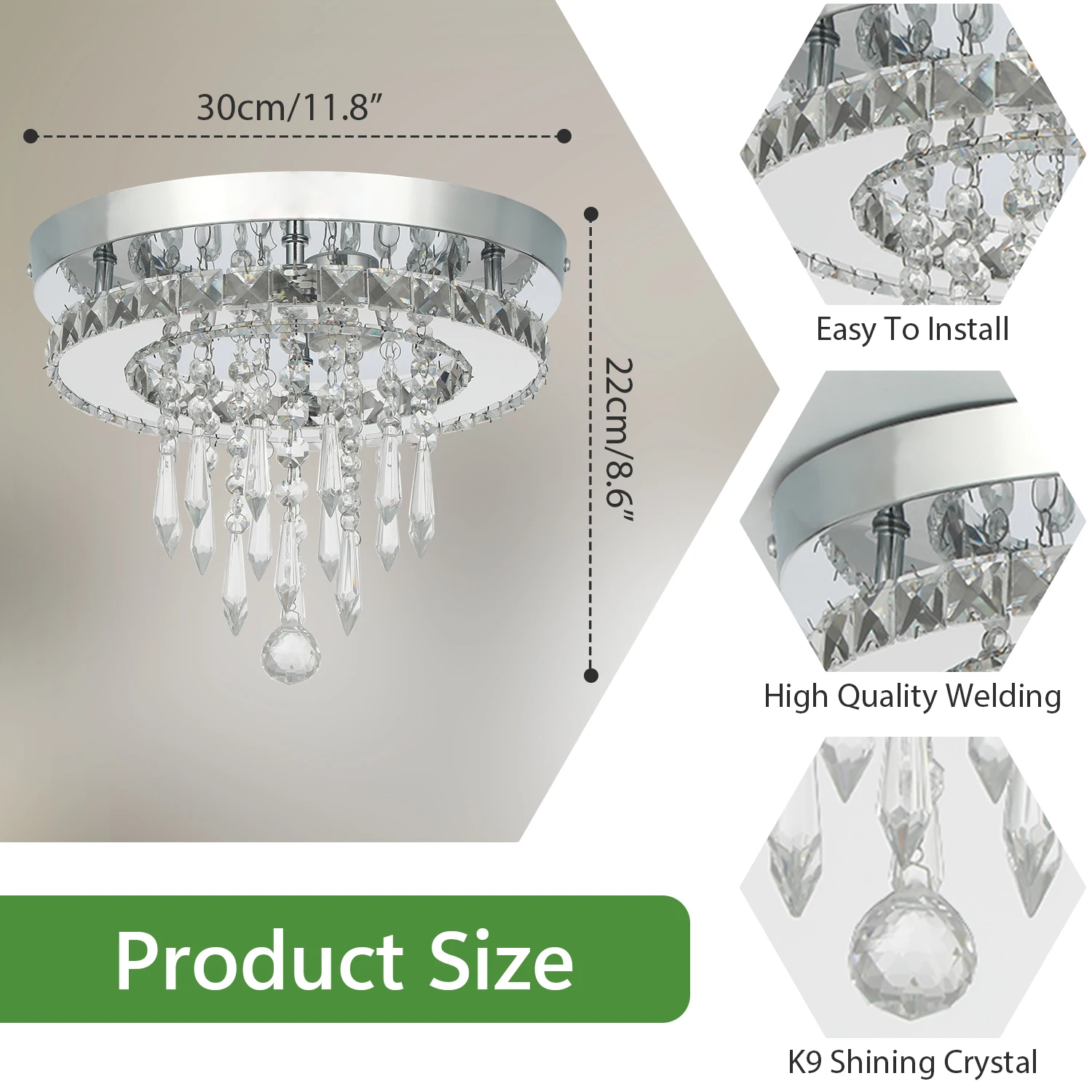 LED كريستال مصباح السقف عكس الضوء أضواء السقف كريستال الثريا قلادة غرفة المعيشة غرفة نوم المدخل غرفة الطعام المطبخ #6