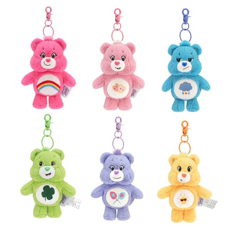 Sanrio Plush Rainbow Bear Toy, Anime Hobby Toy, Chaveiro Saco Pingente com Som, Kawaii Chaveiros, Natal e Presentes de Aniversário