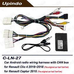 Car Radio Cable with CAN Bus Box Power Wiring Harness Connector Adapter for Renault Clio 4 Captur Android Multimedia Player
