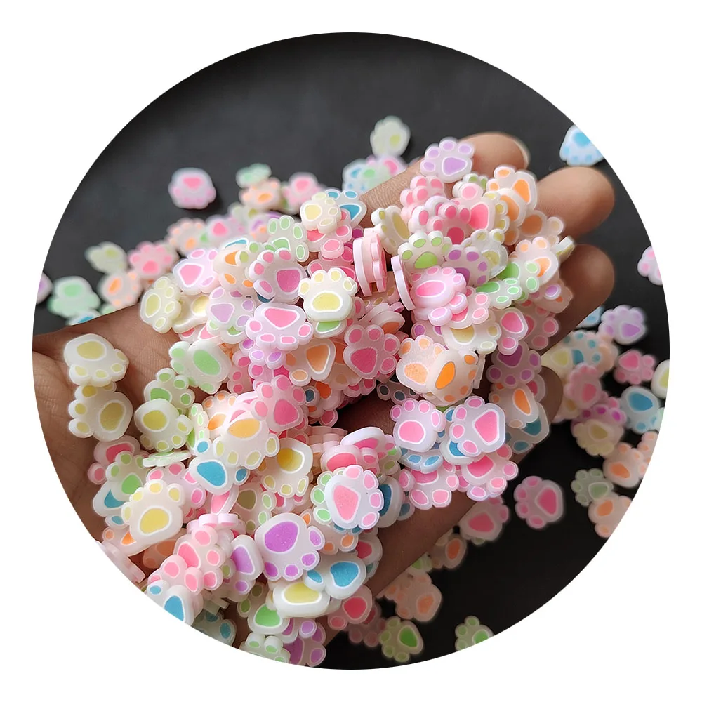 Mixed Rainbow Color Polymer Clay Animal Paw Print Cat Paw Artificial Confetti Sprinkles Hot Clay Slices
