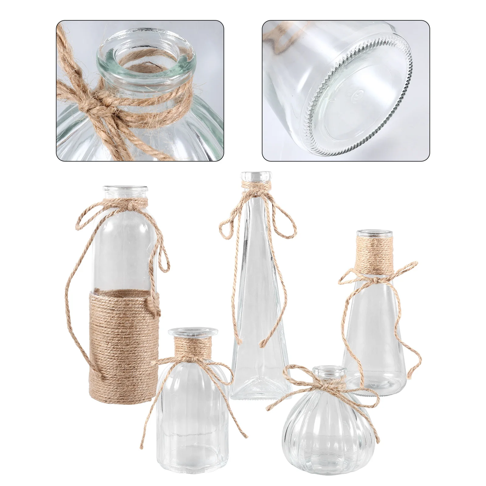 

5Pcs Simple Transparent Glass Vase Perfect for Fresh Silk Dried Flowers Wedding Birthday Gift Home Office Decoration