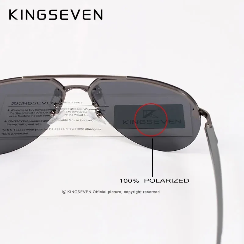 KINGSEVEN-Óculos de sol piloto sem moldura para homens e mulheres, UV400 polarizados, óculos casuais, óculos ao ar livre, sem aro, férias, 2 peças