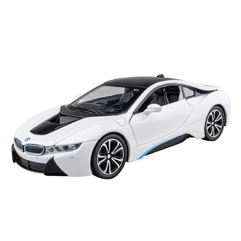 1:24 BMW I8 Supercar lega auto diecast e veicoli giocattolo modello di auto suono e luce tirare indietro giocattoli auto regali