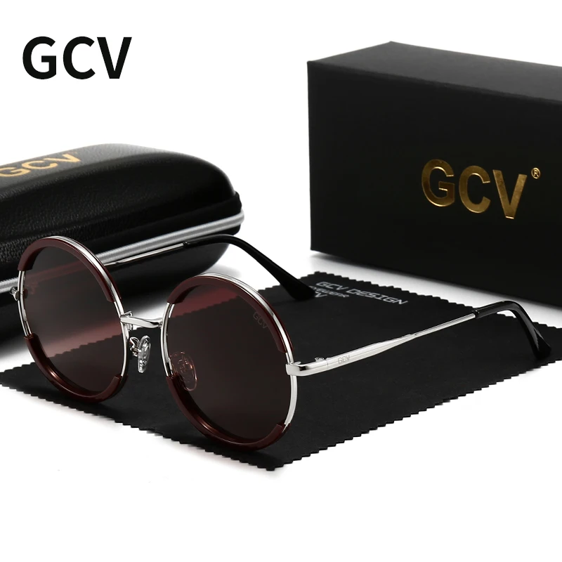 2021 GCV Hot Sale Classic Men Male Women Female Gorgeous Sunglasses Round Frame Glasses Fashion Punk Style New Metal Polarized