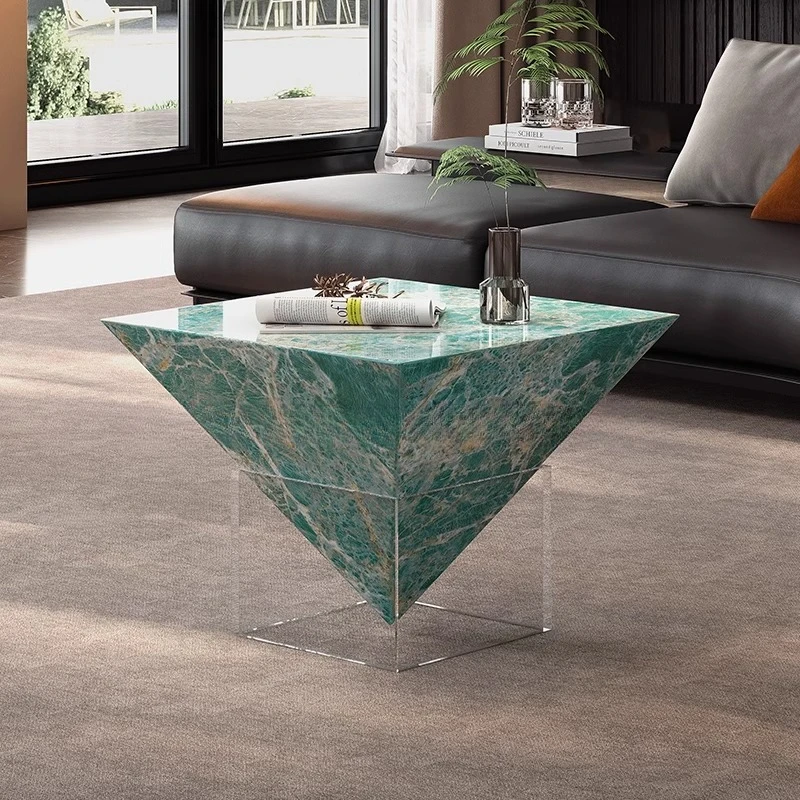 Artกาแฟตารางห้องนั่งเล่นhigh-end 2025 ใหม่high-end DesignerหินหรูหราอะคริลิคCreativeระงับกาแฟตาราง