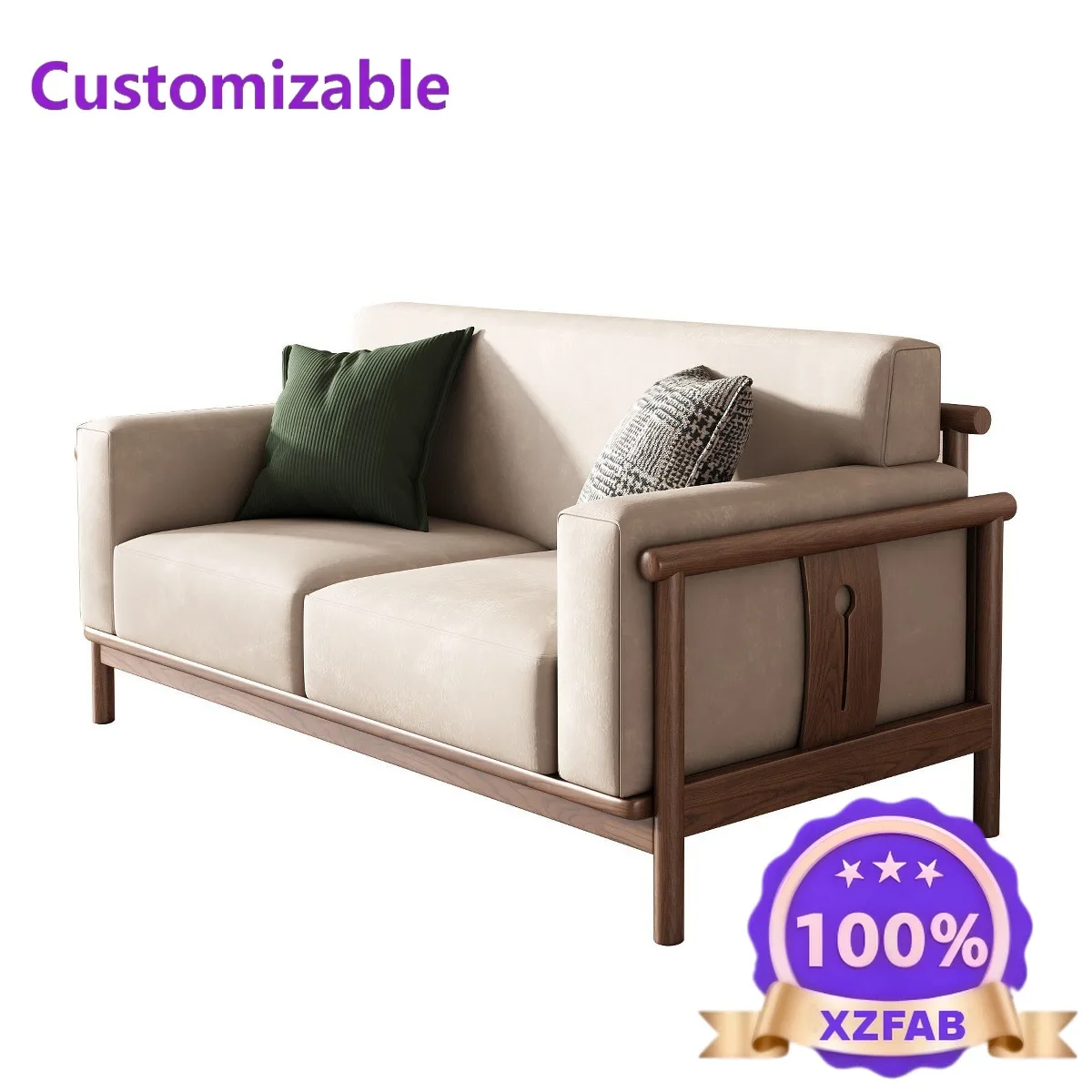 Factory Direct 2026 Living Room Modern Simple All Solid Wood Sofa Sofa Ash Wood Sofa
