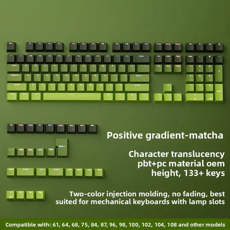 Gradient Keycaps 134 Keys Front Printed Backlit Double Shot OEM Profile for Mechanical Keyboard
