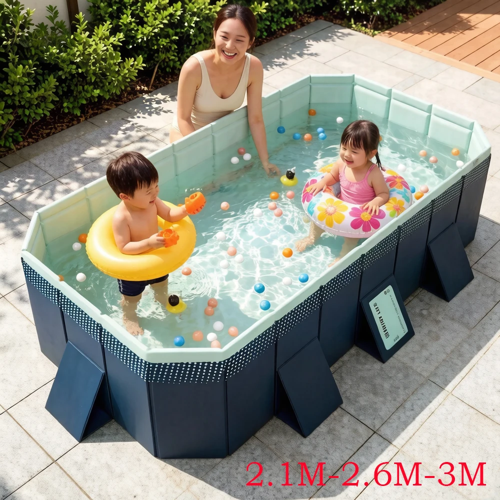 

Foldable Large Rectangular Family Swimming Pool Outdoor Large Swimming Pool Non-Inflatable Easy Set-up Suitable for Adults Kids Ideal