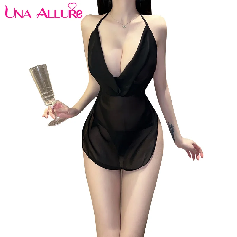 

New Sexy Crotchless Sexy Lingerie Hot Women Bodysuit Erotic Pajamas Backless Nightdress Deep V Open Bra Porn Set