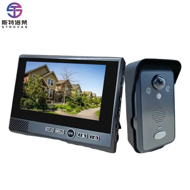 

Home Wireless Video Doorbell 2.4GHz Office Wireless Video Intercoms with 7 Inch Display Video Door Intercom Phone for Apartment