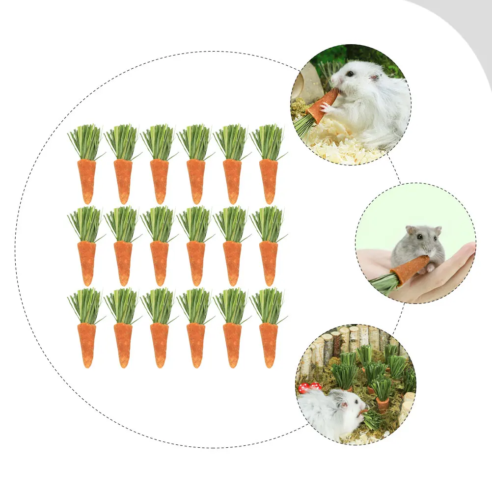 

18pcs Carrot Chew Sticks Hamster Rabbit Teeth Cleaning Durable Wooden Reduces Boredom Loneliness Safe Plaything Hamster Small