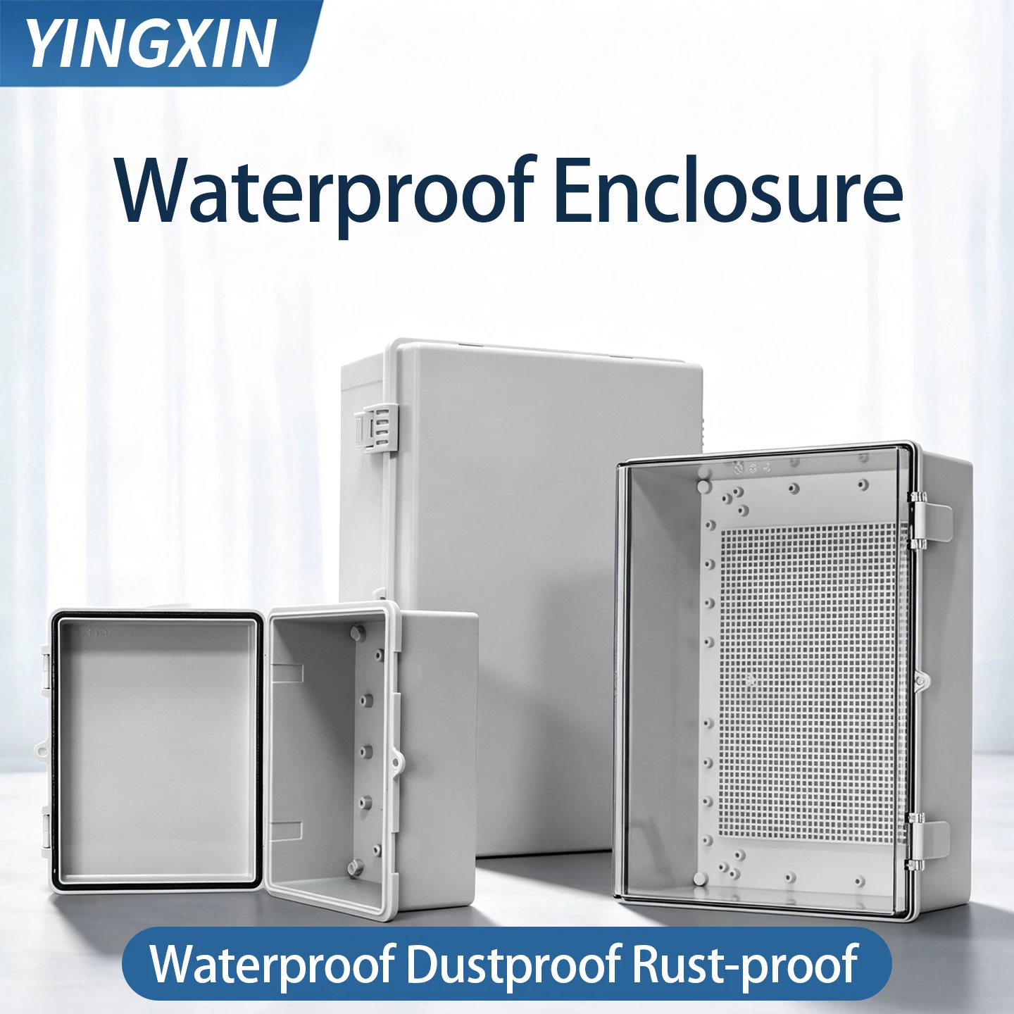 IP66 Waterproof Gray/Transparent Cover Enclosure Power Junction Box ABS Plastic Hinge Outdoor Electronic Distribution Box