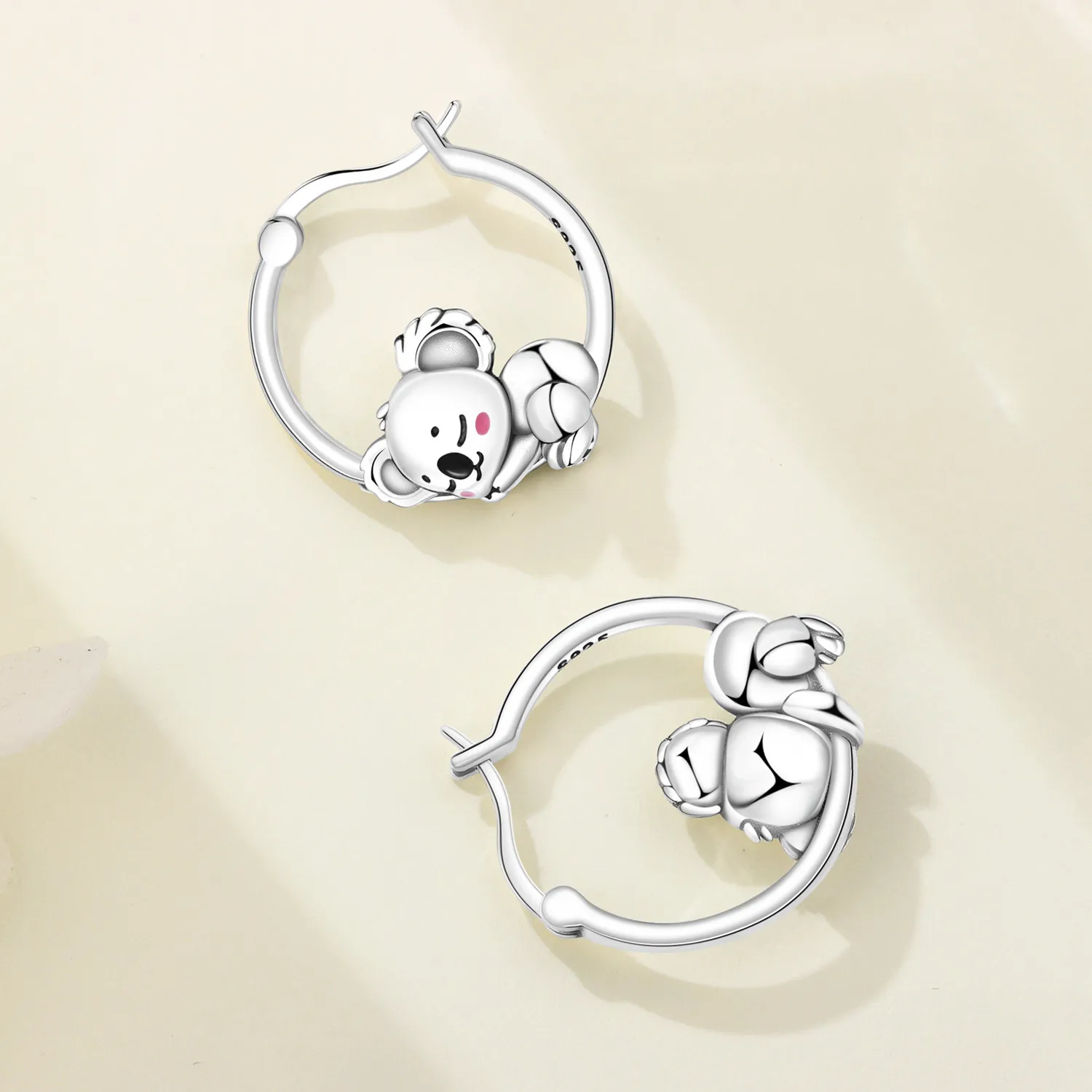PANPOKI S925 Sterling Silver Cute Koala Animals Earrings Hoop Earrings Women Jewelry Original Trendy Anniversary Gifts view 2