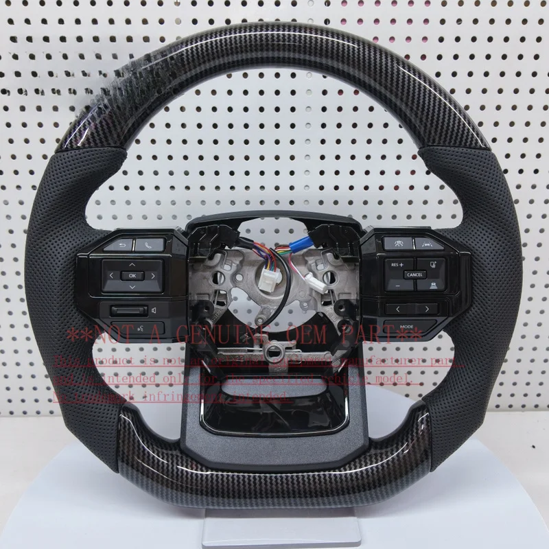 For Toyota Aftermarket Custom Water Transfer Printing Carbon Fiber Style Steering Wheel Prado Hilux LC250 LC300 Horn Cover Horn