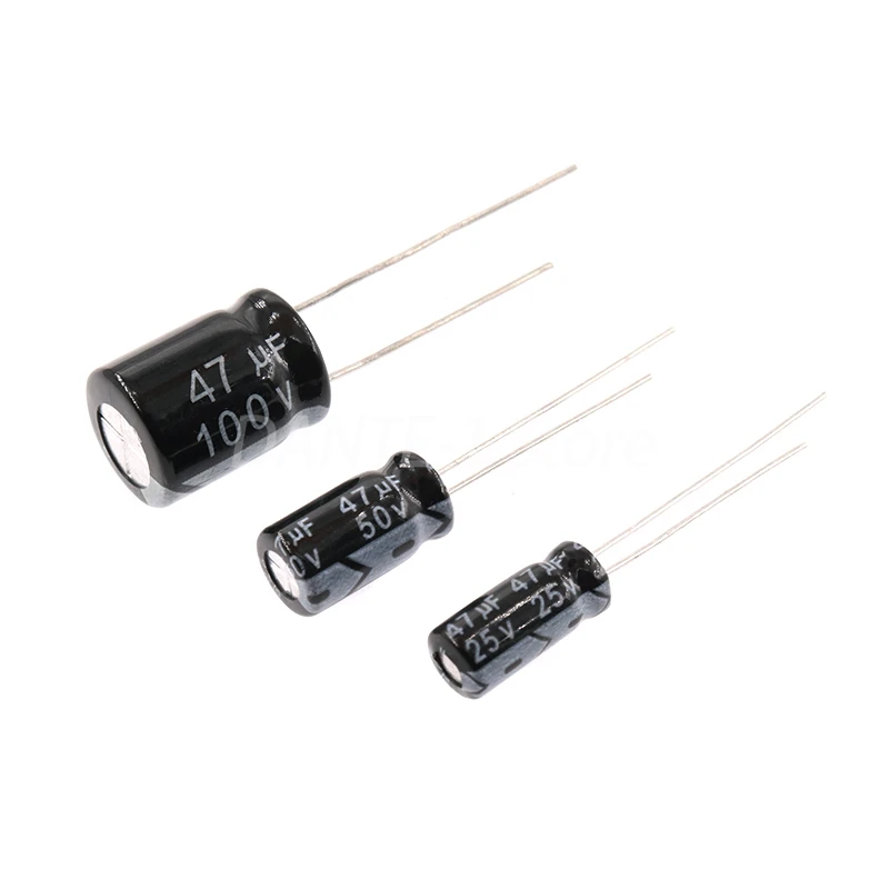 Direct-insert aluminum electrolytic capacitor 47UF 25V 50V 100V 400V 20% temperature resistance 105 degrees 47 microfarad