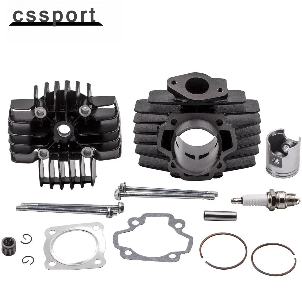 

Polished Aluminum 60CC Big Bore Kit Cylinder Piston Gasket Head Top End For 1981-2009 YAMAHA PW50 Black MP-1206
