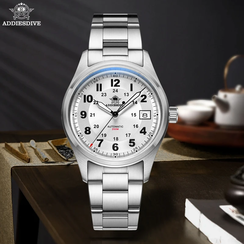 

ADDIESDIVE Men Automatic Watches NH35A Mechanical Movement Sapphire Glass Wristwatch 200m Waterproof Luminous Steel Diver Watch