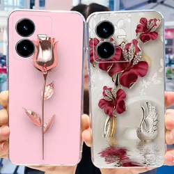 For Vivo Y22s Y22 Case VivoY22 Y 22 22S 4G 2022 V2206 V2207 Elegant Printing Soft Silicone Clear TPU Slim Phone Back Cover