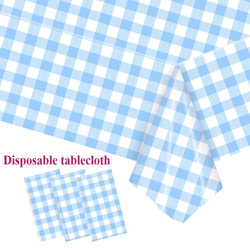 137x274cm Thick Plastic Tablecloth Waterproof Disposable PP Rectangular Restaurant Party Wedding Decoration Checkered Tablecloth