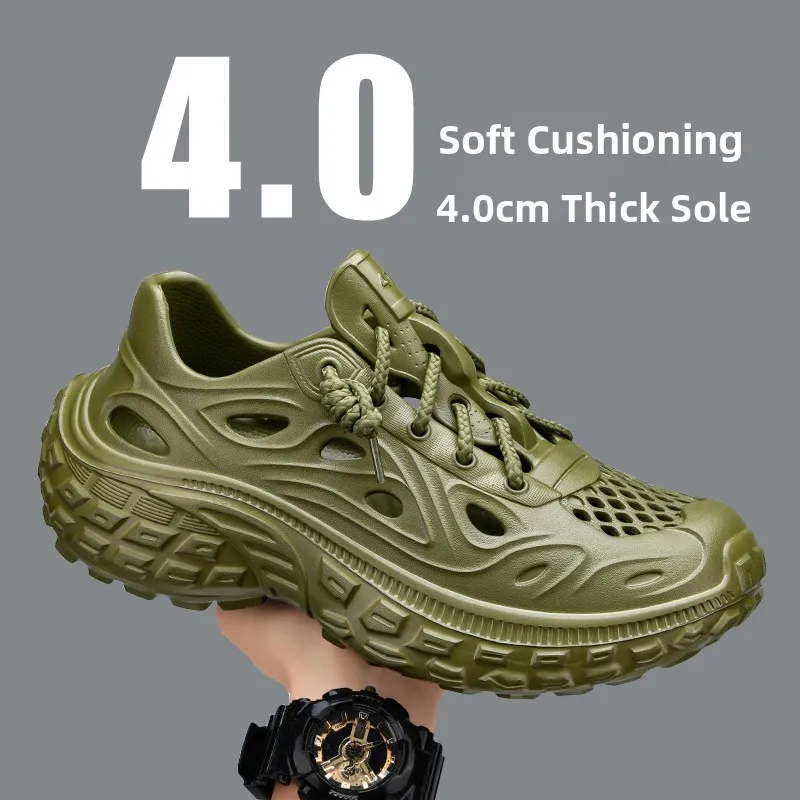 

Парижские мужские летние уличные сандалии с противоскользящей шиной, пляжные тапочки с полным покрытием, водные виды спорта, Casual oes, дышащая EVA