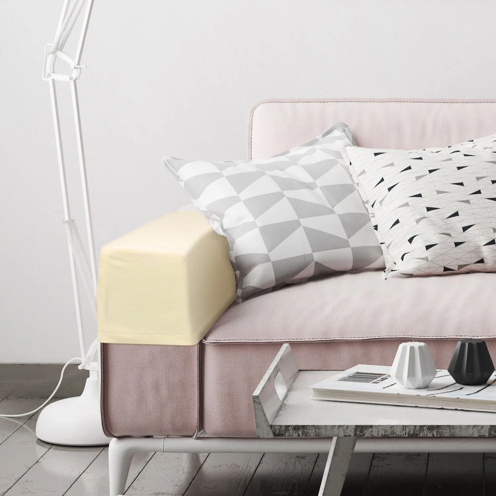 

2 шт. бежевых эластичных универсальных чехлов для подлокотников дивана, защитные накладки на подлокотники, удобные универсальные чехлы