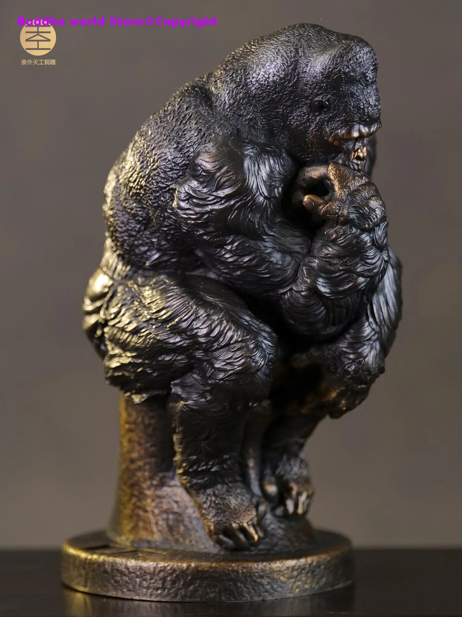 2026 Original art Collection gift 100% Handmade Copper Giant Ape Thinker realism Bronze sculpture HOME DECOR office decoration