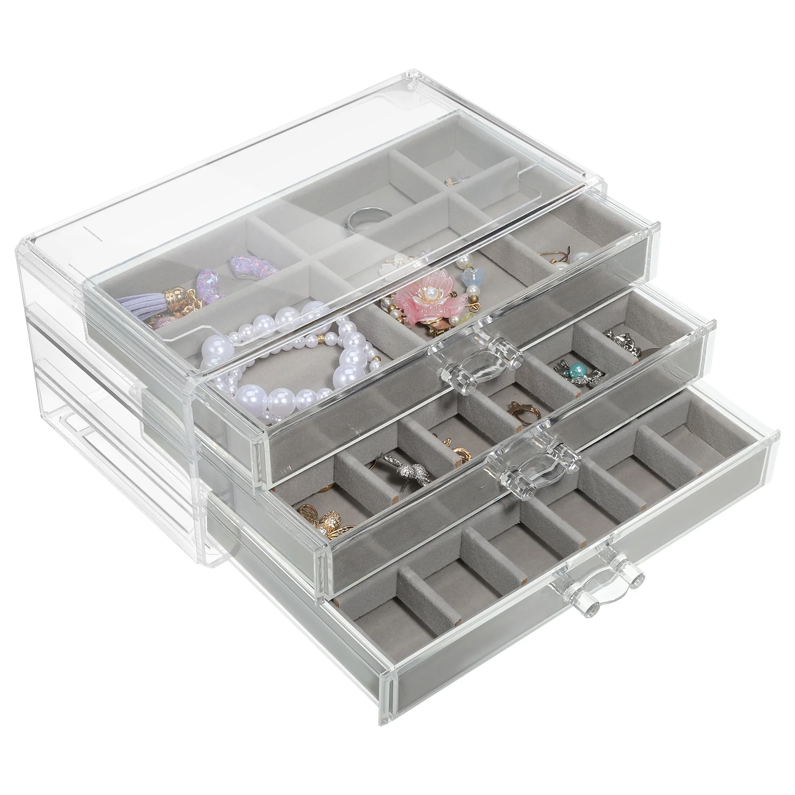Clear Jewelry Box Organizer Earring Holder Jewelry Storage Display Case with Drawers for Rings Necklaces Bracelets