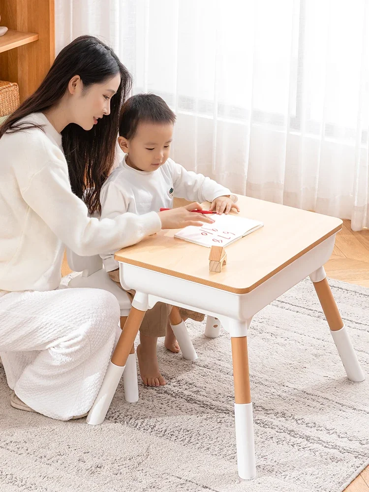 الجملة مخصص الخشب الصلب قابل للتعديل طاولة الدراسة الخشبية وكرسي مجموعة للأطفال #4