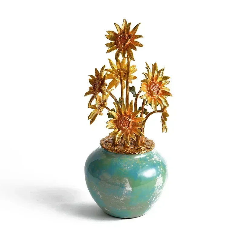 O17- Sunflower Enamel Ornament Wedding Festival Decoration Home Living Room Premium Dining Table Living Room Vase Ornament