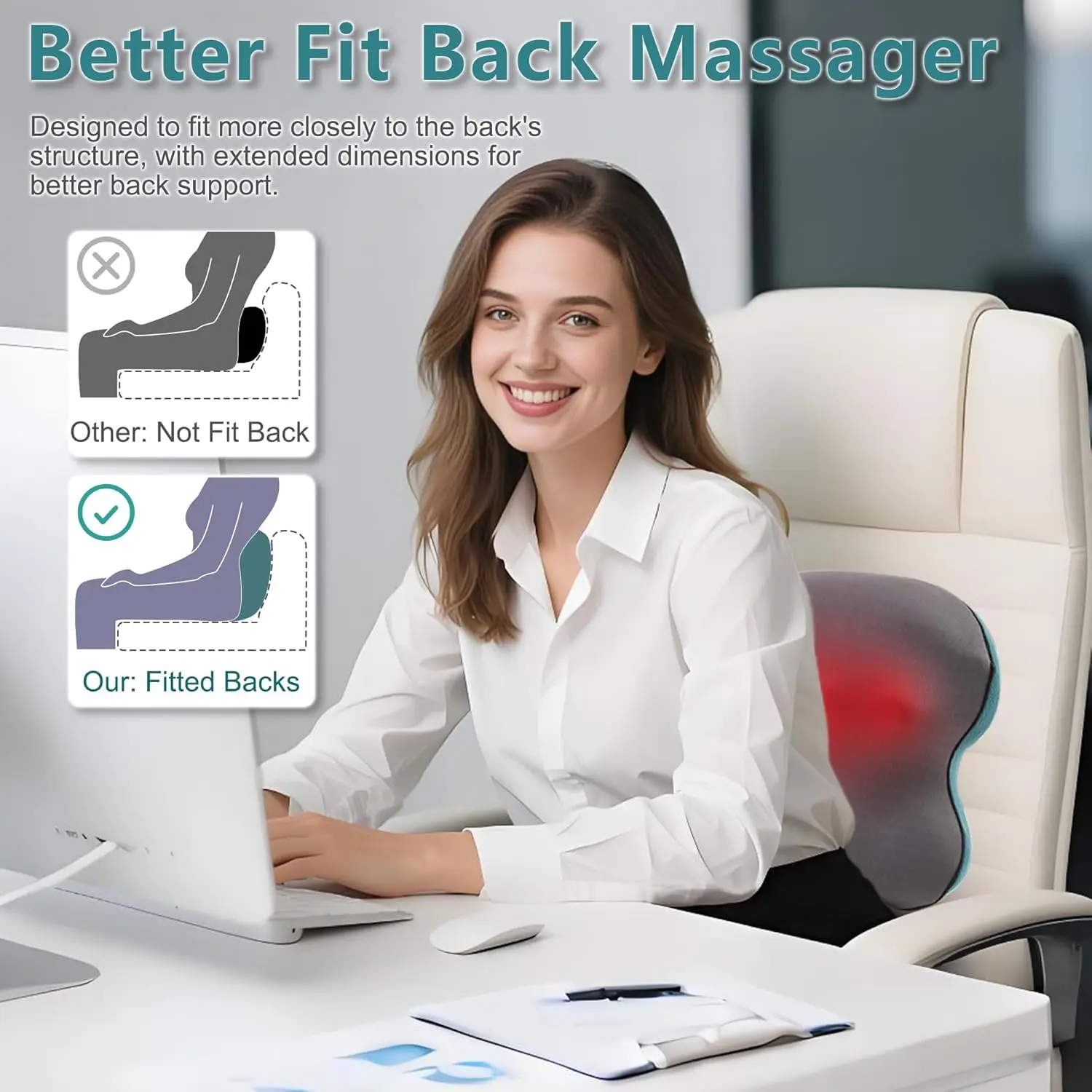 Back Massager with Heat-Shiatsu Neck Massager for Pain Relief Deep Tissue 3D Kneading Massage for Neck,Lower Back,Shoulder,Leg,R