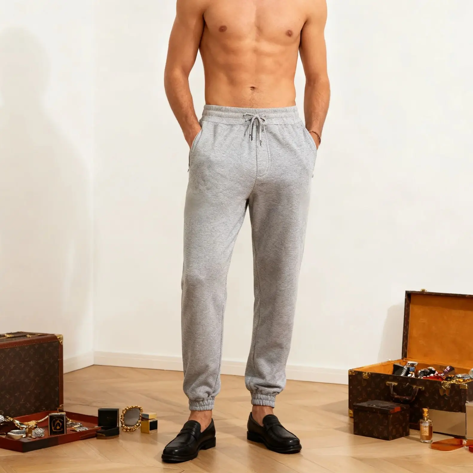 

2026 New Solid color Men‘s Casual Sports Pants Running Workout Jogging Long Pants Gym Sport Trousers for Men Jogger Sweatpants