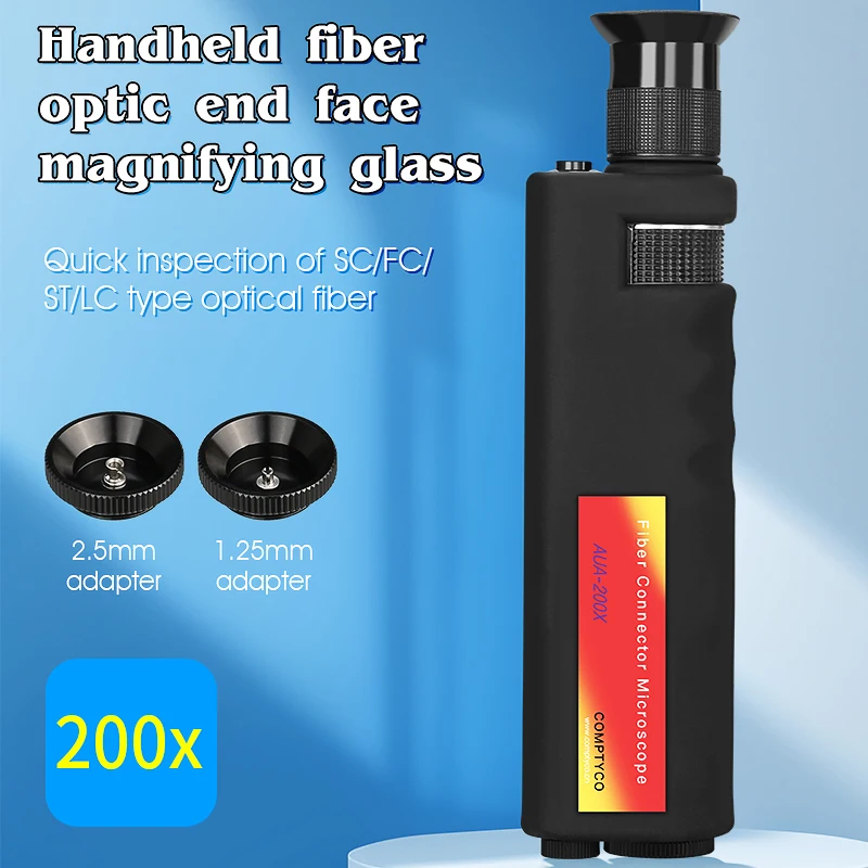 Handheld AUA-200X/400X/200XD Fiber Optic End Face Magnifier Optical Fiber Inspect Tool 2.5/1.25MM Adapter SC/FC/ST/LC Interface