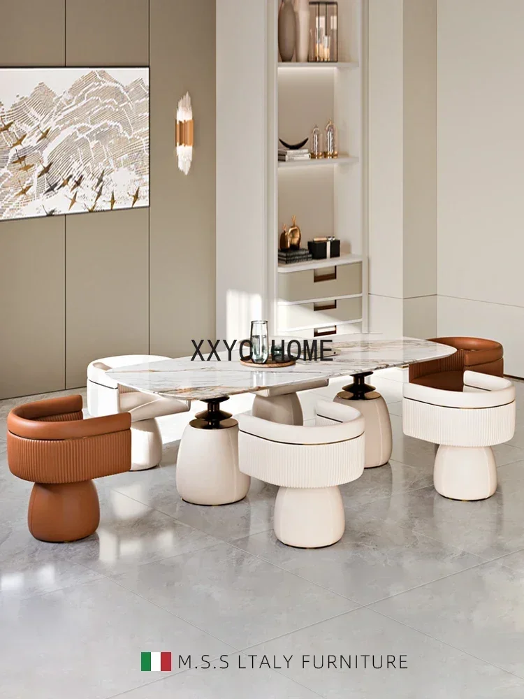 Light Luxury Leather Dining Chair Simple Italian Make-up Chair Dressing Stool