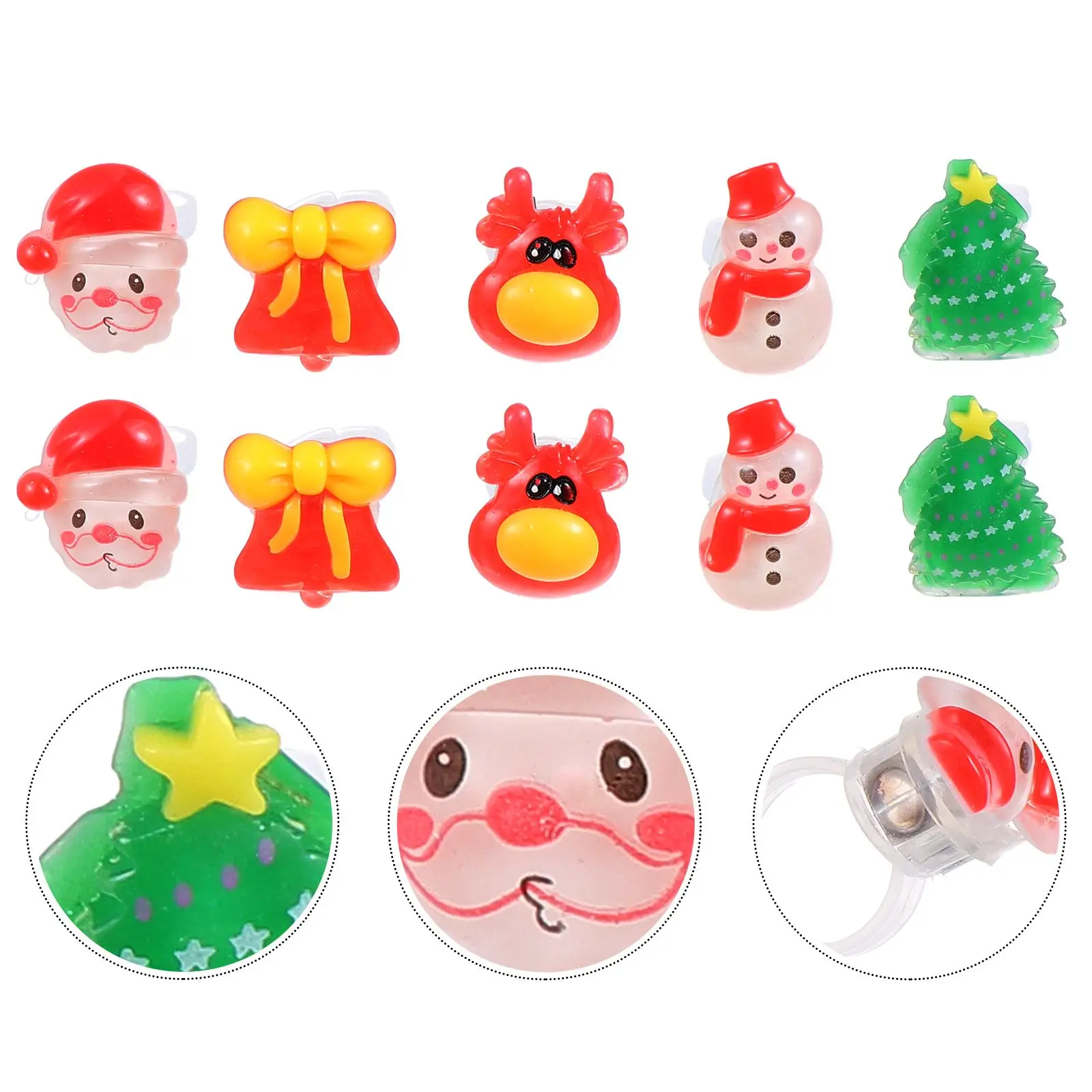 

10 Pcs Light Up Christmas Rings Plastic Luminous Flash Kid Toy Gifts Children Party Game Accessories Lightweight Fun Christmas