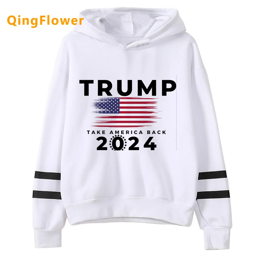 Trump 2024 hoodies women harajuku 2023 graphic sweat y2k Pullover Hooded Shirt female Fleece sweatshirts