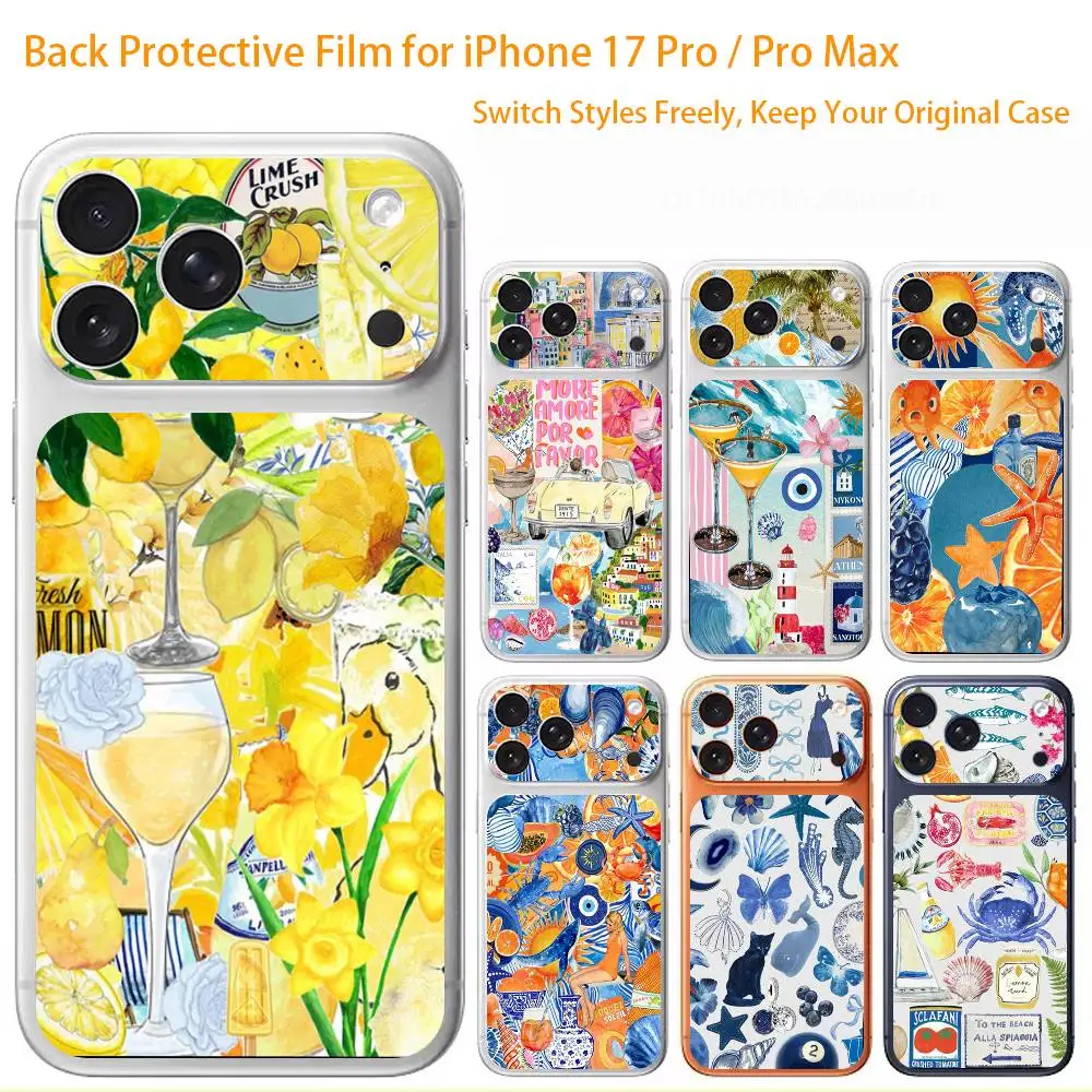 Fruit cocktail sea collage For iPhone 17pro 17 Pro Max back cover Protector Protective Sticker