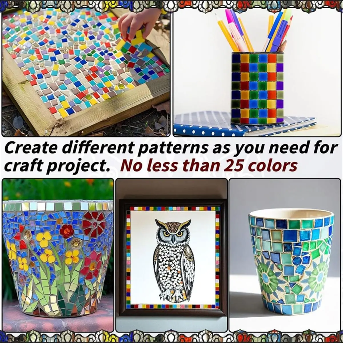 2026 New 1000g Mosaic Tiles, Glass Mosaic Tiles for Crafts Bulk, Assorted Color Stained Mosaic Glass Pieces, Mosaic Supplies