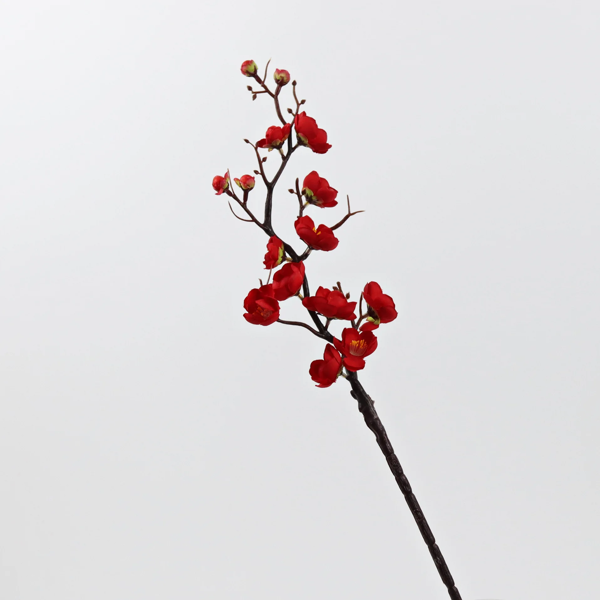 Artificial Red Plum Blossom Bouquet Peach Blossom Branches Plastic Fake Flowers Indoor Home Decorative Flowers