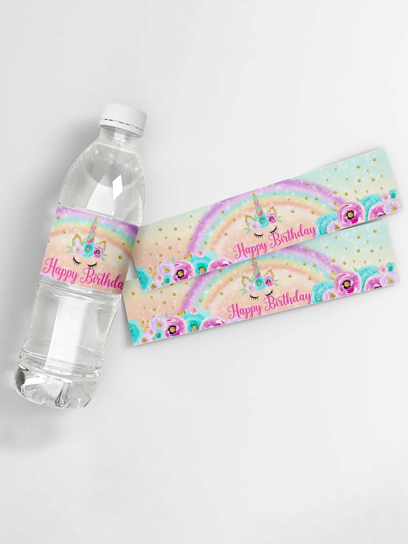 Unicorn Water Bottle Labels Birthday Labels Stickers Kids Birthday Party Unicorn Baby Shower Pink & Gold Unicorn Glitter Unicorn