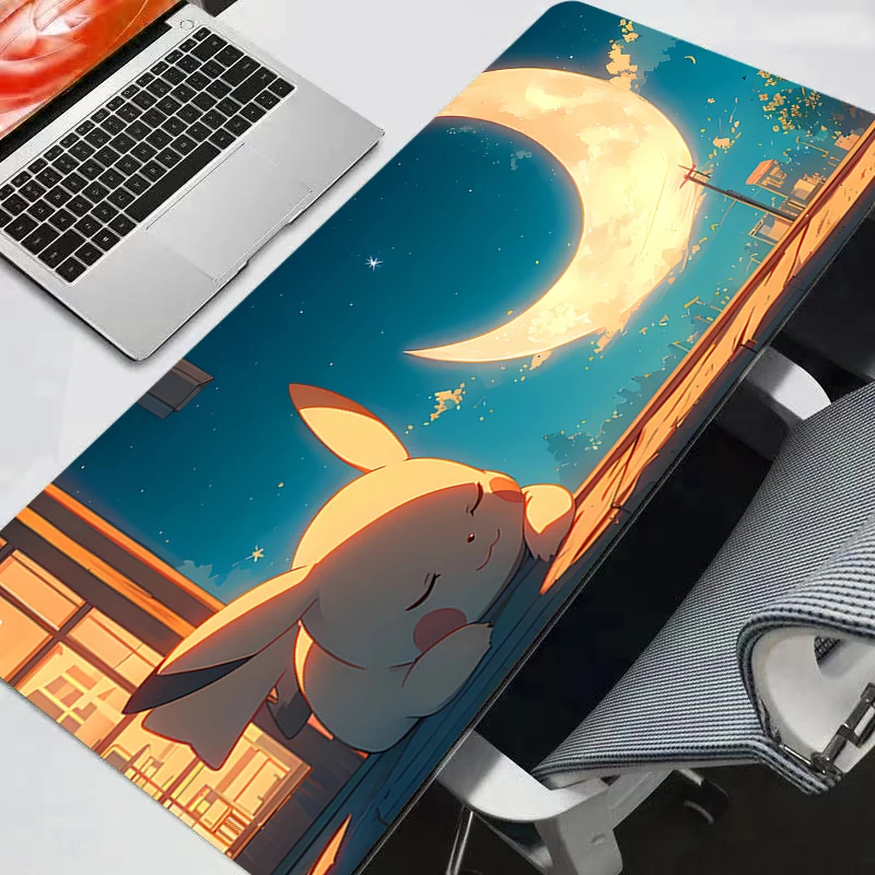 Tapis de souris Pokemon Pikachu Gengar, grand tapis de bureau pour clavier et souris, tapis de bureau XXL en caoutchouc pour Gamer, tapis de souris pour ordinateur portable
