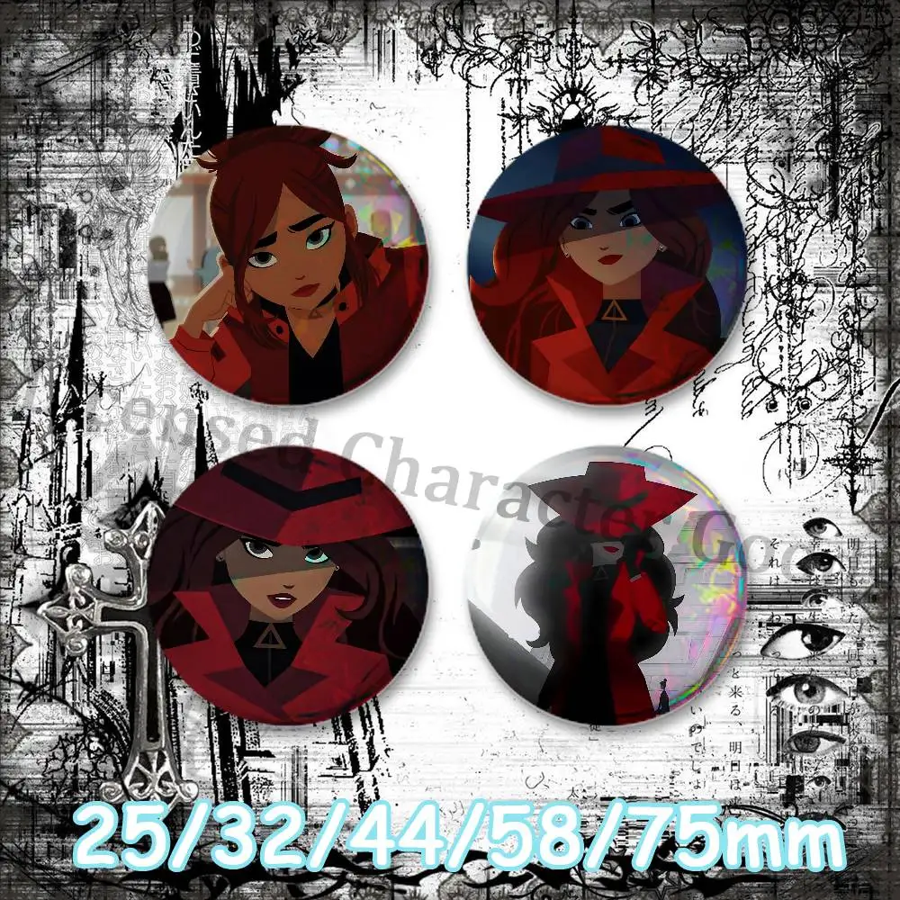 C-Carmen S-SandiegoES 25mm Badge 4-Piece Set Mini Pill Baji Kawaii Collectibles Creative Button Pin for Ita-Bag