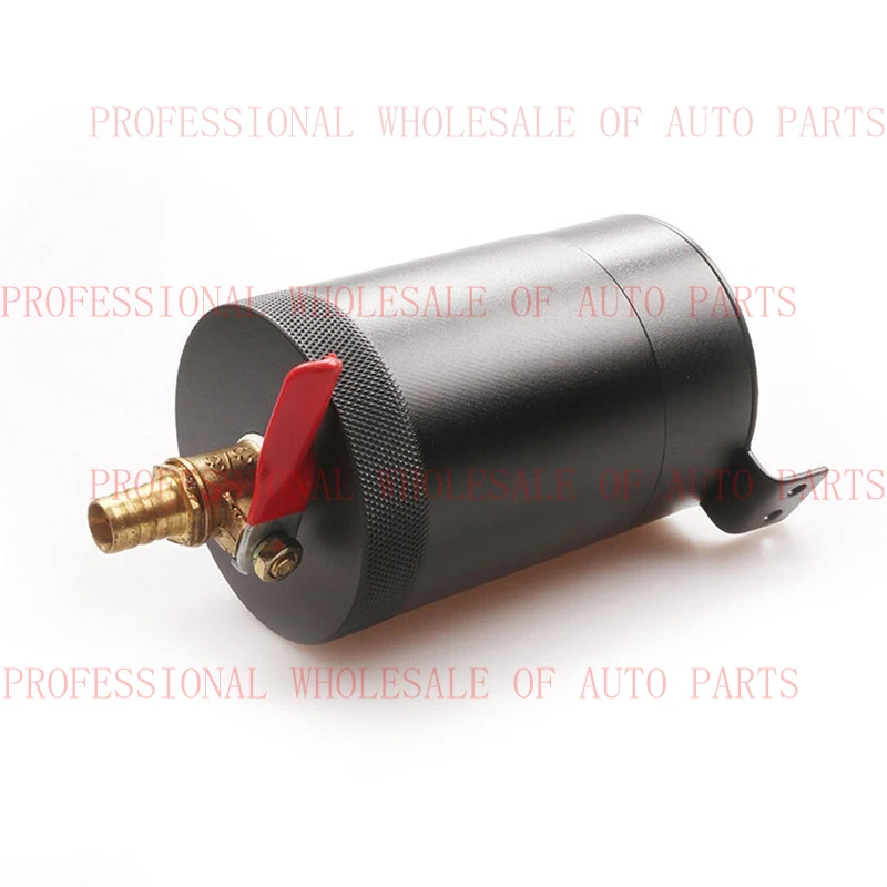 V+ Universal Oil Catch Can Tank 2-Port Baffled Reservoir with Drain Valve Breather