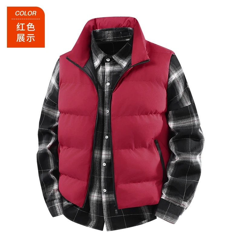 Lightweight Vest Jacket Men Autumn Winter Light Luxury Thick Warm Windproof Sleeveless Coat Man Casual Stand Collar Padded Vests